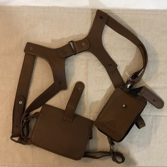 Mutarion Brown PU Leather Double Shoulder Holster Bag – 2‑in‑1 Underarm Pouch - Picture 2 of 8